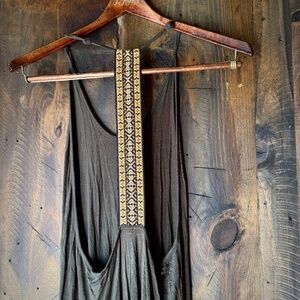T-strap olive maxi dress